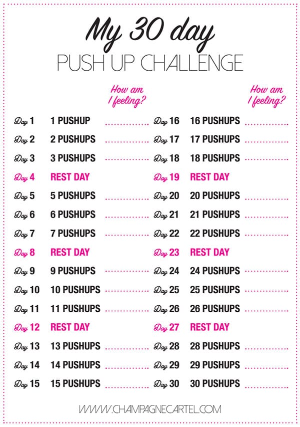 30 day pushup challenge for beginners - Champagne Cartel