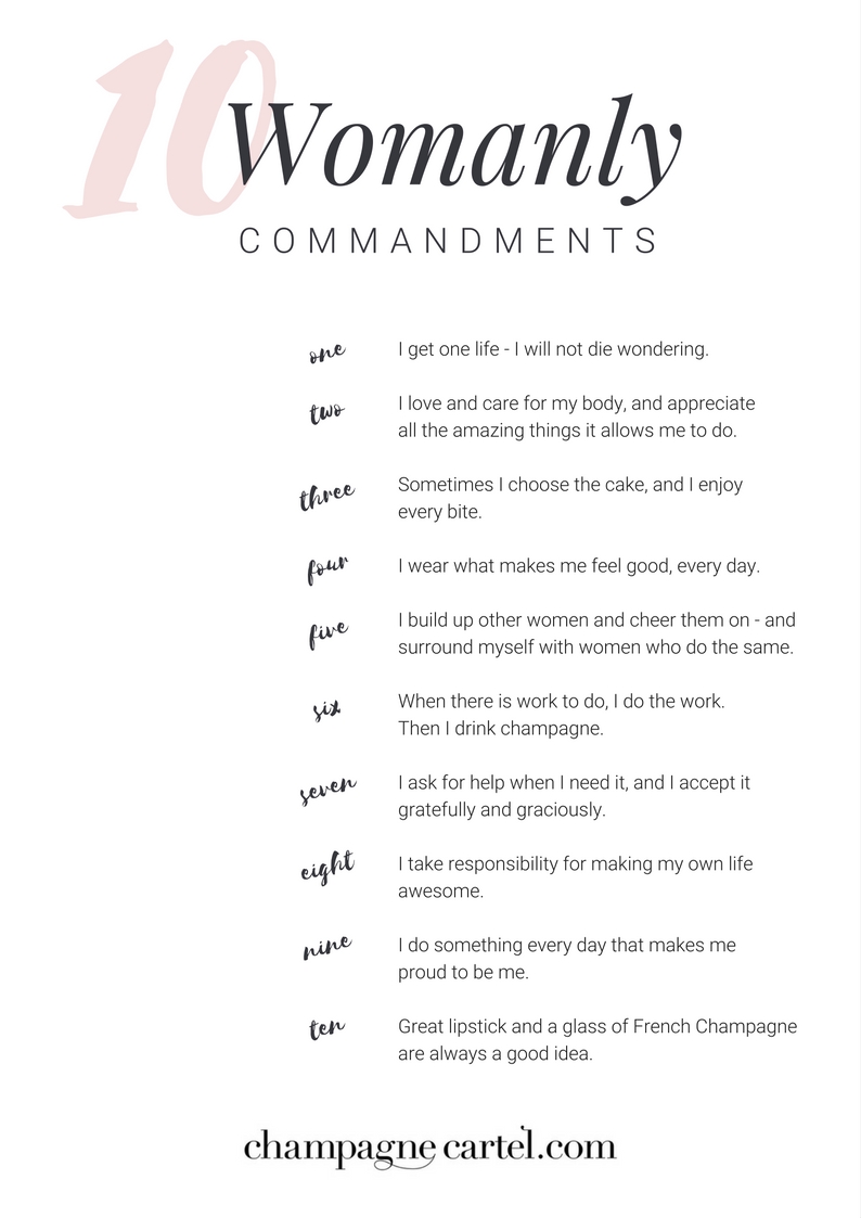 The Champagne Cartel 10 Womanly Commandments
